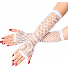 Fredeom Store 80’ler 90’lar Retro Beyaz File Parmaksız Eldiven 26 cm