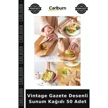 Carlburn Özel Üretim Nostaljik Retro Mutfak Kafe Vintage Gazete Desenli Sunum Kağıdı 50 Adet