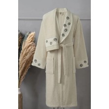 Arliva Müslin Şekil Bukle Nak.şalyaka Bornoz Seti Natural 2xl BEDEN/50X90