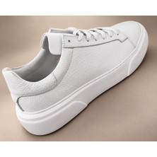 Kayhan Ayakkabı Erkek Beyaz Gerçek Deri Bağcıklı Günlük Sneaker Ayakkabı