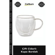 Carlburn Özel Üretim Cam Şık Kahve Sunum Mutfak Çift Cidarlı Kupa Bardak