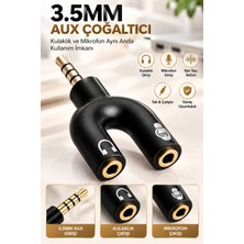 Pemberton Mikrofon Kulaklık Ayırıcı Jak Çoklayıcı Y Tipi 3.5mm Aux Splitter Kablosu Telefon, Laptop, Pc, Uyumlu Kulaklık Çoğaltıcı Mikrofon Dönüştürücü Aparat