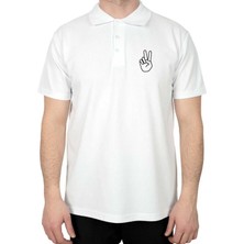 Z zepplin Peace Barış Polo Yaka Beyaz Tişört