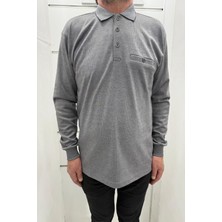 Santa Fistan Store Erkek Çizgili Klasik Kesim Rahat Kalıp Polo Yaka Tek Cepli Kışlık Kazak