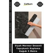 Carlburn Özel Üretim Dekoratif Kağıt Mobilya Yenileme Siyah Mermer Desenli Yapışkanlı Kaplama Kağıdı 5 Metre