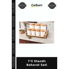 Carlburn Özel Üretim Mutfak Düzenleyici Seramik Çeyiz Modern Dekoratif 7'li Standlı Baharat Seti