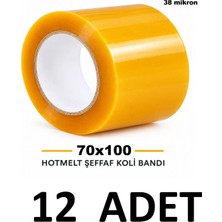 MTKardeşler 12 Adet Hotmelt Koli Bandı 70 mm x 100 mt Şeffaf 38 Mikron Koli Bandı , 7cm Genişliğinde 100 mt Uzunluğundadır