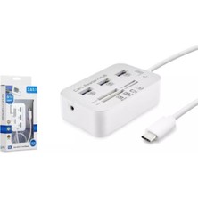 Hadron HDX7029 Type-C Hub Combo 3*usb3.0 + Ms + Sd + M2 + Tf 20CM 7ın1 Beyaz