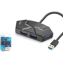 Hadron HDX7050 Gaming 3.0 USB Hub 5gbps 4x Usb-A 3.0 7 Renk LED 4 Port Çoklayıcı 120CM Siyah