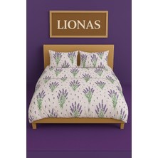 Str Store Ezgi Çift Kişilik Desenli Nevresim Takımı, Lavanta Motifli, 200 x 230 Cm, 2 Adet Kapaklı Yastık Kılıfı, Mor