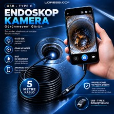 Scope Pro Endoskop Yılan Kamera IP67 Su Geçirmez Boroskop / Type-C & USB Uyumlu - 5 Metre (Android)