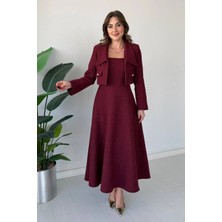 Milares Zarafetin Modern Yorumu: Premium Dokulu Elbise & Ceket Takım Bordo