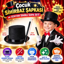 Str Store Çocuk Sihirbaz Şapkası ve Uzayan Yaylı Sihirli Sopa Seti