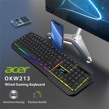 Acer OKW213 Siyah Rgb Rainbow Backlit Gaming Keyboard Rainbow (Kablo Uzunluğu 1,5mt)