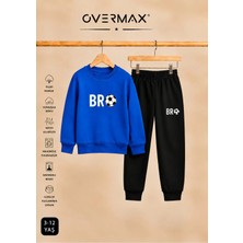 Overmax Çocuk Bro Futbol Baskılı Kapüşonsuz Sweatshirt Eşofman Takımı- 3-12 Yaş