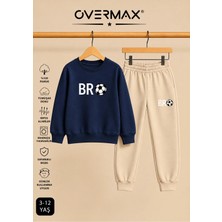 Overmax Çocuk Bro Futbol Baskılı Kapüşonsuz Sweatshirt Eşofman Takımı- 3-12 Yaş