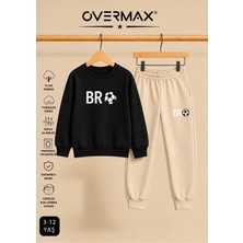 Overmax Çocuk Bro Futbol Baskılı Kapüşonsuz Sweatshirt Eşofman Takımı- 3-12 Yaş