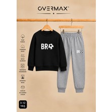Overmax Çocuk Bro Futbol Baskılı Kapüşonsuz Sweatshirt Eşofman Takımı- 3-12 Yaş
