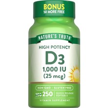Nature's Truth, High Potency Vitamin D3, 25 Mcg (1000 Iu), 250 Quick Softgels