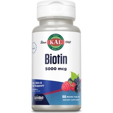 Kal, Biotin, Mixed Berry, 5,000 Mcg, 100 Micro Tablets