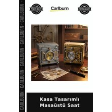 Carlburn Özel Üretim Dekoratif Retro Ofis Endüstriyel Hediye Metal Görünümlü Kasa Tasarımlı Masaüstü Saat