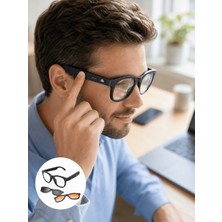 Yapay Zekâ Destekli Bluetooth Akıllı Gözlük Açık Kulak Ses Teknolojisi Müzik Dinleme ve Telefon Gör