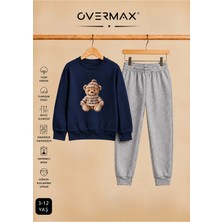 Overmax Teddy Bear Baskılı Çocuk Kapüşonsuz Sweatshirt Eşofman Takımı 3-12 Yaş