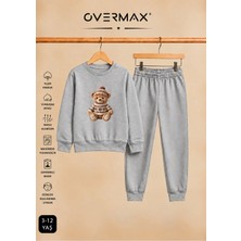 Overmax Teddy Bear Baskılı Çocuk Kapüşonsuz Sweatshirt Eşofman Takımı 3-12 Yaş