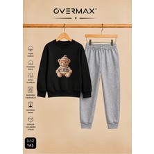 Overmax Teddy Bear Baskılı Çocuk Kapüşonsuz Sweatshirt Eşofman Takımı 3-12 Yaş