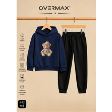 Overmax Teddy Bear Baskılı Çocuk Kapüşonlu Sweatshirt Eşofman Takımı 3-12 Yaş