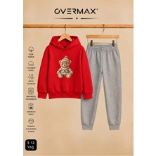Overmax Teddy Bear Baskılı Çocuk Kapüşonlu Sweatshirt Eşofman Takımı 3-12 Yaş