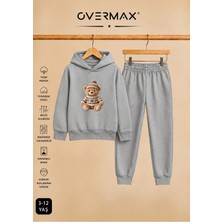 Overmax Teddy Bear Baskılı Çocuk Kapüşonlu Sweatshirt Eşofman Takımı 3-12 Yaş