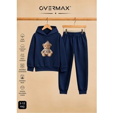 Overmax Teddy Bear Baskılı Çocuk Kapüşonlu Sweatshirt Eşofman Takımı 3-12 Yaş
