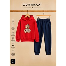 Overmax Teddy Bear Baskılı Çocuk Kapüşonlu Sweatshirt Eşofman Takımı 3-12 Yaş