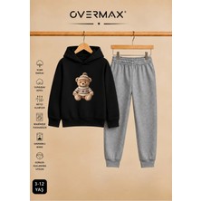 Overmax Teddy Bear Baskılı Çocuk Kapüşonlu Sweatshirt Eşofman Takımı 3-12 Yaş