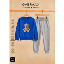 Overmax Teddy Bear Baskılı Çocuk Kapüşonsuz Sweatshirt Eşofman Takımı 3-12 Yaş