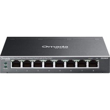 TP-Link Tp-Lınk Omada ES208GP 8 Port Gıgabıt 8 Port Poe 64W Yonetilebilir Metal Kasa Swıtch