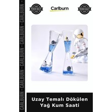Carlburn Özel Üretim Astronot Dekoratif Süs Masa Aksesuarı Hediye Uzay Temalı Dökülen Yağ Kum Saati