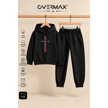 Overmax Paris Baskılı Çocuk Kapüşonlu Eşofman Takımı – 3-12 Yaş