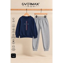 Overmax Parıs Baskılı Çocuk Kapüşonsuz Sweatshirt & Eşofman Takımı – 3-12 Yaş