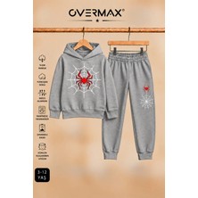 Overmax Örümcek Ağ Baskılı Kapüşonlu Sweatshirt & Eşofman Altı Takım – 3-12 Yaş