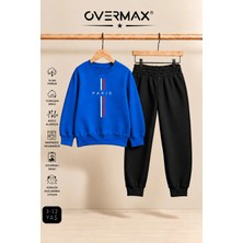 Overmax Parıs Baskılı Çocuk Kapüşonsuz Sweatshirt & Eşofman Takımı – 3-12 Yaş