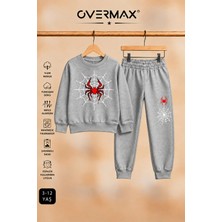 Overmax Örümcek Ağ Baskılı Kapüşonsuz Sweatshirt & Eşofman Altı Takım – 3-12 Yaş