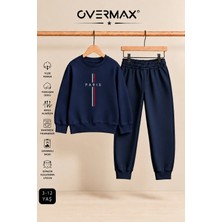 Overmax Parıs Baskılı Çocuk Kapüşonsuz Sweatshirt & Eşofman Takımı – 3-12 Yaş
