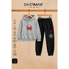 Overmax Örümcek Ağ Baskılı Kapüşonlu Sweatshirt & Eşofman Altı Takım – 3-12 Yaş