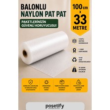 Poşetify 100 cm x 33 M Balonlu Naylon Patpat | 1.sınıf | 3 Katlı | 33 M2 | 35 Gr/m² | Kalın Paketleme Rulosu