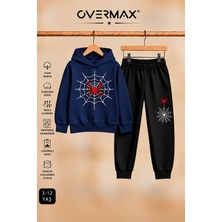 Overmax Örümcek Ağ Baskılı Kapüşonlu Sweatshirt & Eşofman Altı Takım – 3-12 Yaş