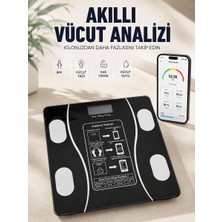 Soontech Akıllı Vücut Analiz Baskülü Bluetooth Bağlantılı 4 Sensörlü LCD Ekranlı Dijital Tartı