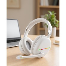 Kaliteyi Bul Kablosuz Bluetooth Mikrofonlu Beyaz Kulaklık Rgb Işıklı