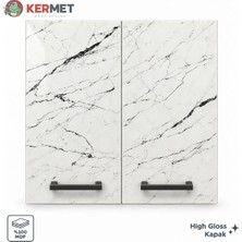 Kermet Home Kermethome 60 cm %100 Mdf Mutfak Üst Dolabı 2 Kapaklı Raflı Efes Antik Beyaz